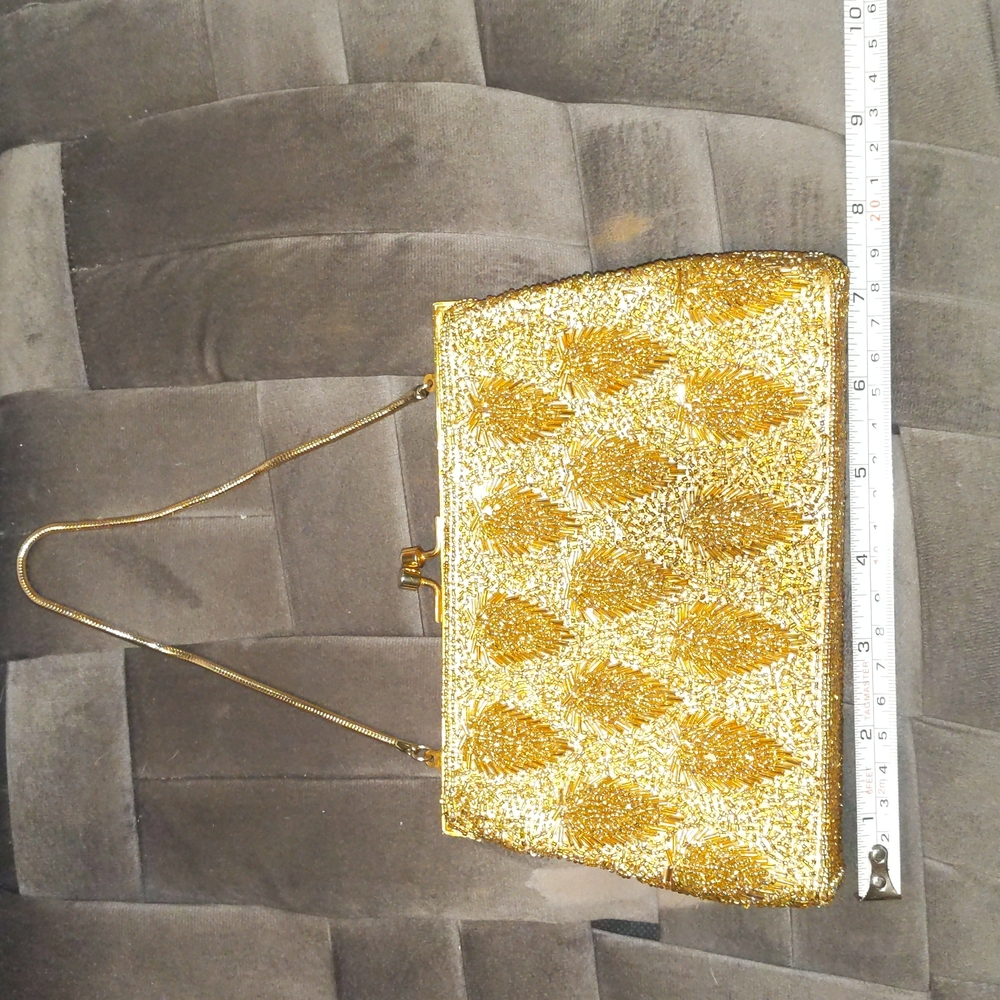 Vintage gold micro beaded purse